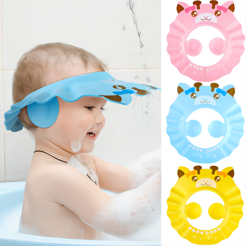 Állítható puha baba fürdési sampon zuhanyvédő kalap Eva gyerek fül zuhany sapka baba zuhanysapka kisgyermekek számára